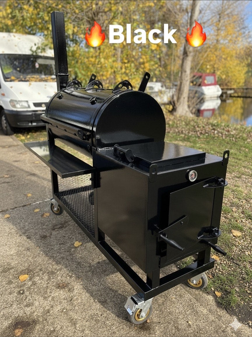 Heavy Duty Offset BBQ Smoker Charcoal Grill Pit | Custom Built Handmade Steel Meat Smoker for Competition, Catering, Patio Cooking