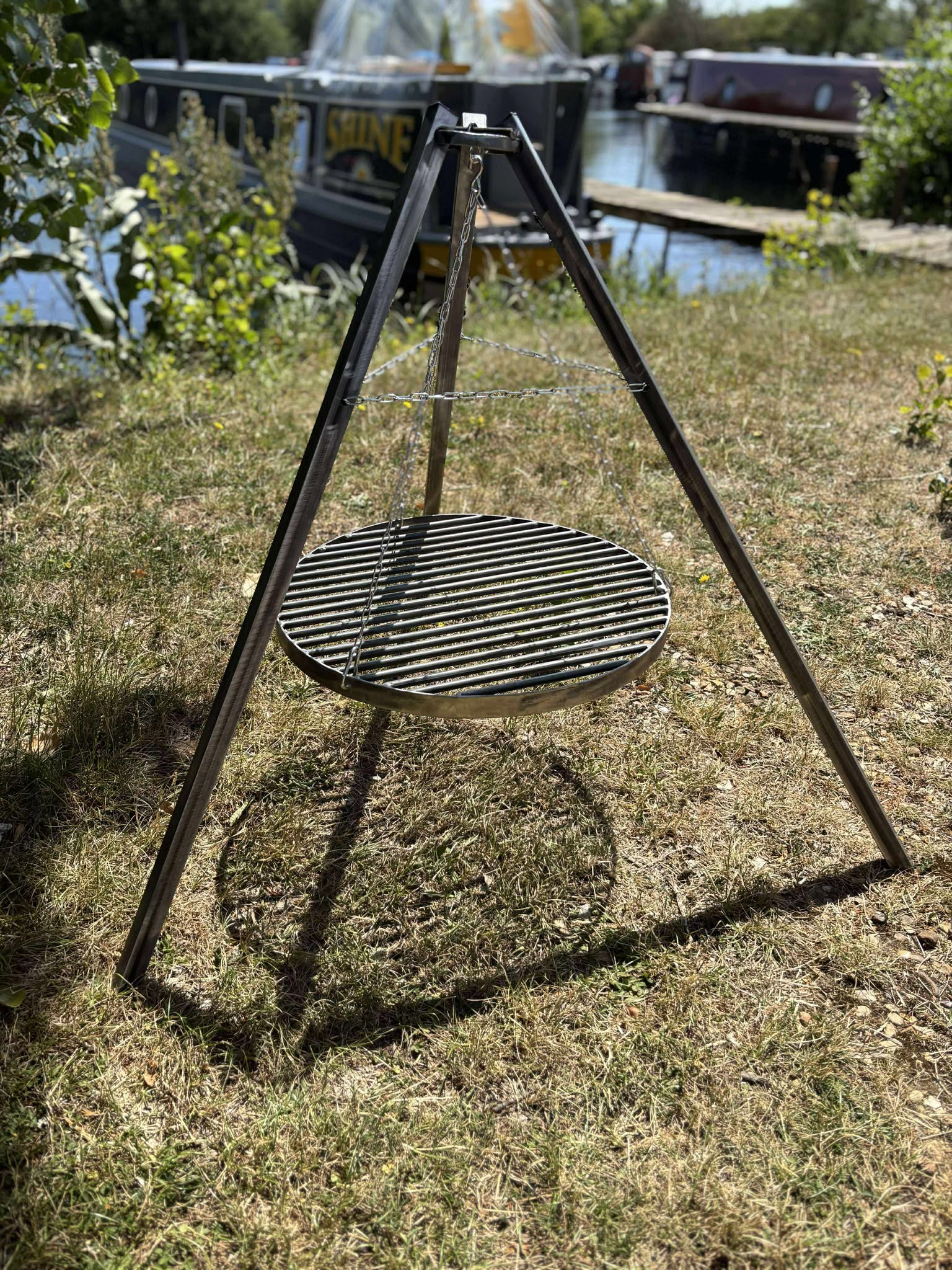 Heavy Duty Fire Pit Grill Tripod | Portable Steel Camp BBQ Grill 50/60/70cm