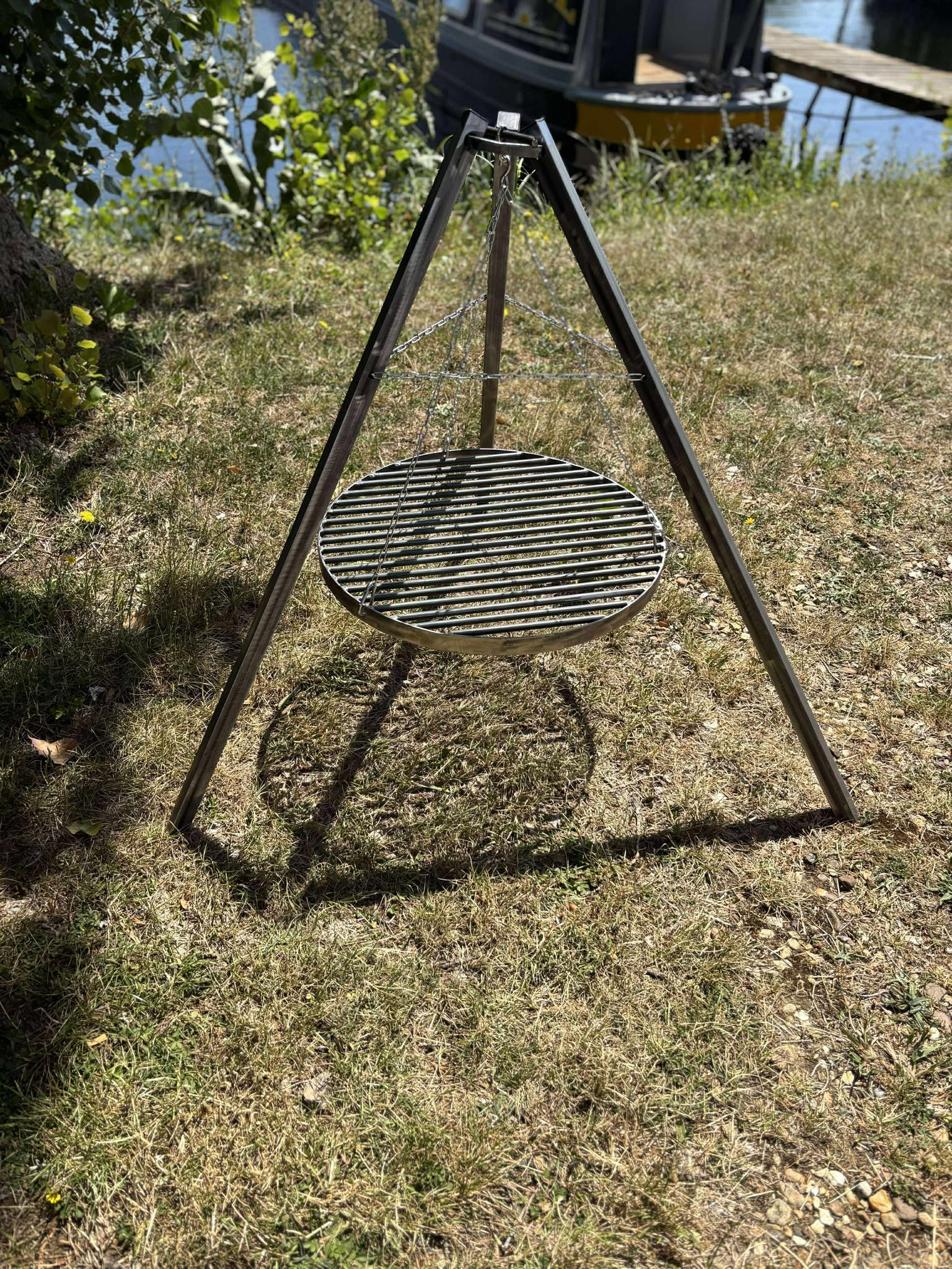 Heavy Duty Fire Pit Grill Tripod | Portable Steel Camp BBQ Grill 50/60/70cm