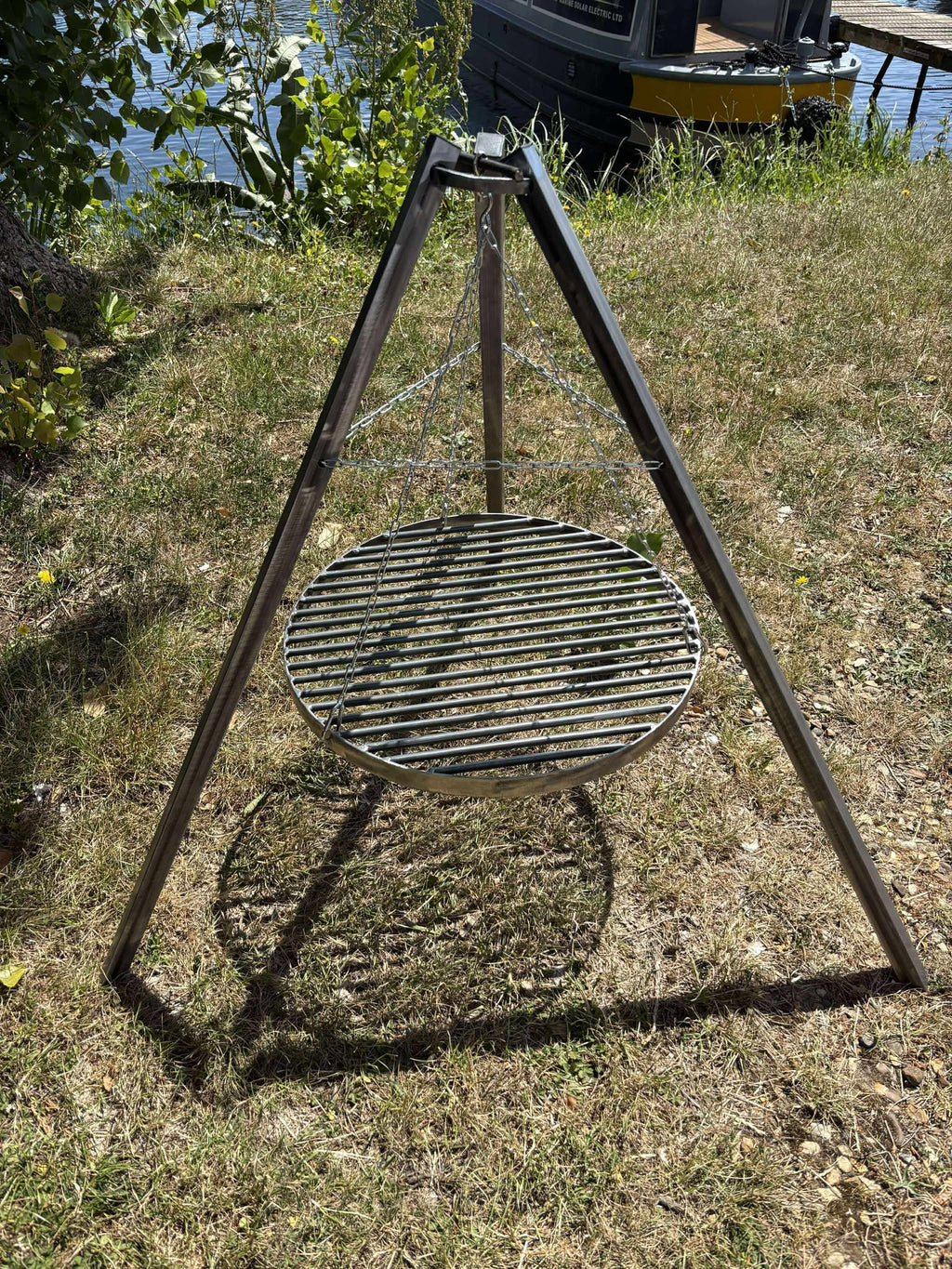 Heavy Duty Fire Pit Grill Tripod | Portable Steel Camp BBQ Grill 50/60/70cm