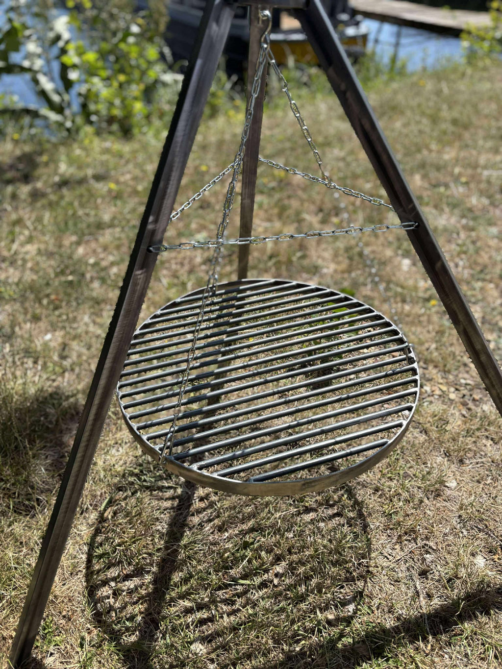 Heavy Duty Fire Pit Grill Tripod | Portable Steel Camp BBQ Grill 50/60/70cm