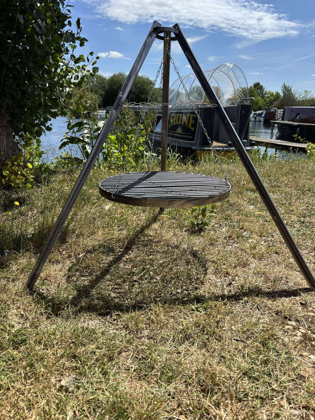 Heavy Duty Fire Pit Grill Tripod | Portable Steel Camp BBQ Grill 50/60/70cm