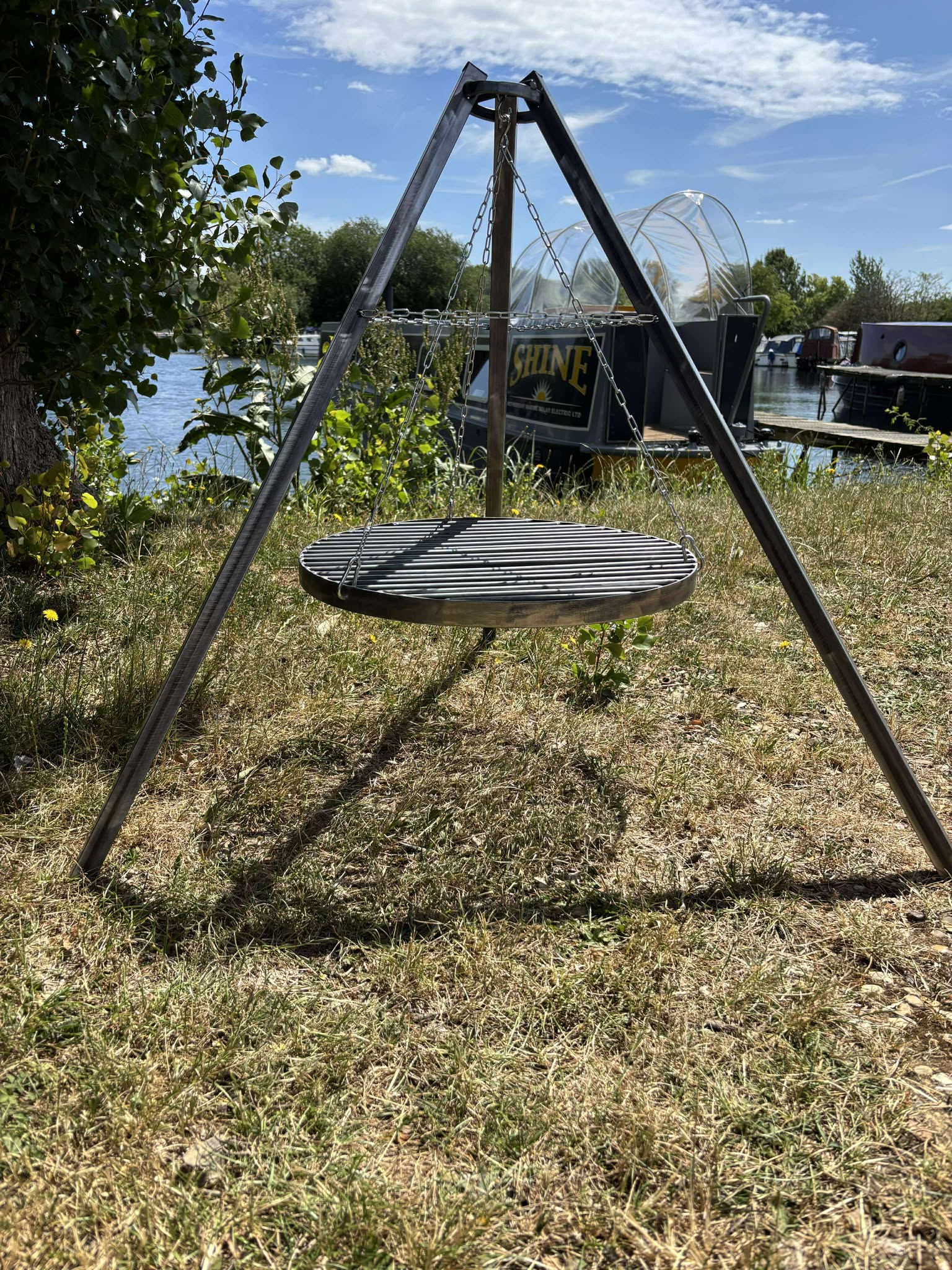 Heavy Duty Fire Pit Grill Tripod | Portable Steel Camp BBQ Grill 50/60/70cm