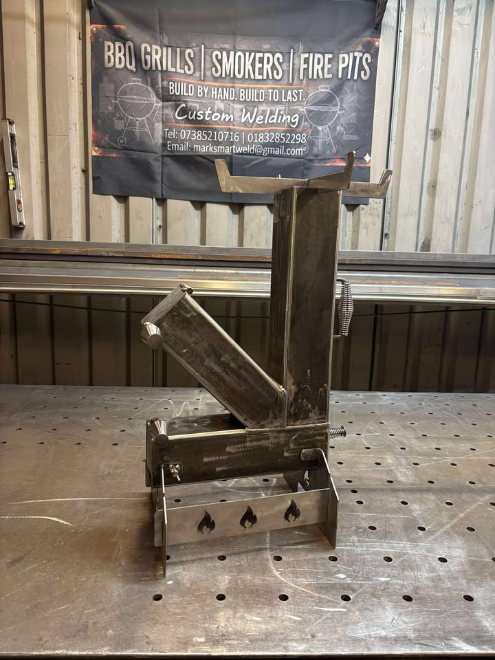 High Efficiency Steel Rocket Stove for Camping | Heavy Duty Rolling BBQ Grate Cooker