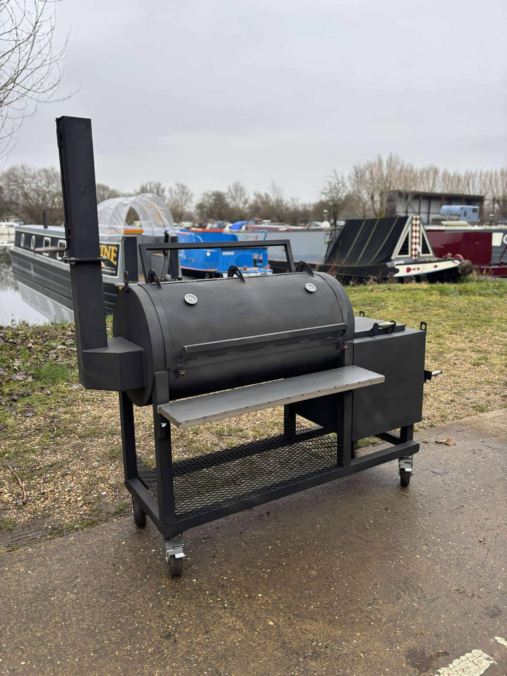 Heavy Duty Offset BBQ Smoker Charcoal Grill Pit | Custom Built Handmade Steel Meat Smoker for Competition, Catering, Patio Cooking