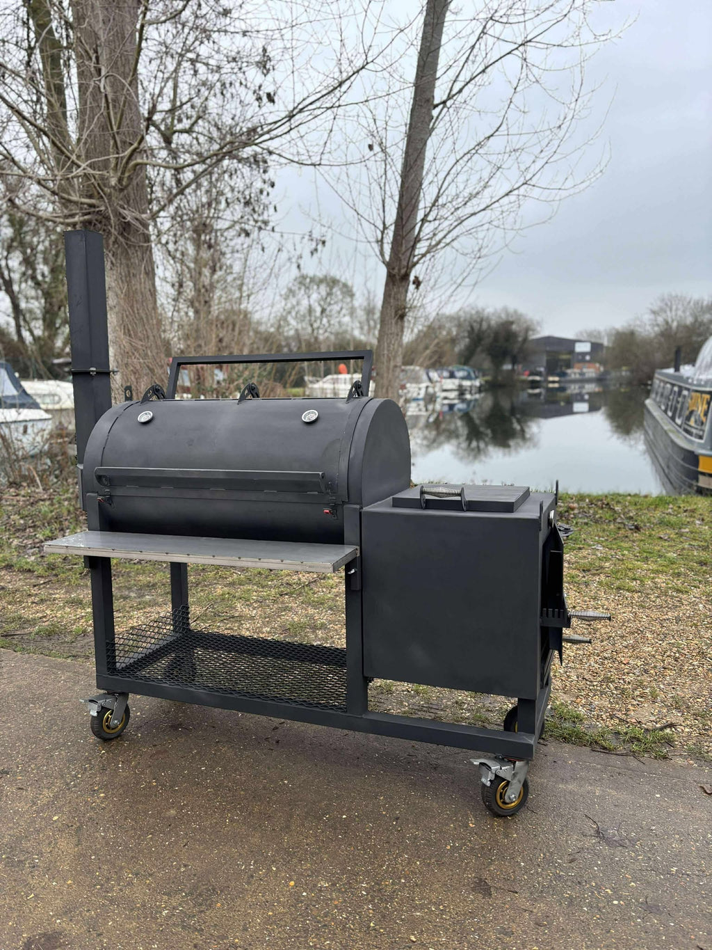 Heavy Duty Offset BBQ Smoker Charcoal Grill Pit | Custom Built Handmade Steel Meat Smoker for Competition, Catering, Patio Cooking