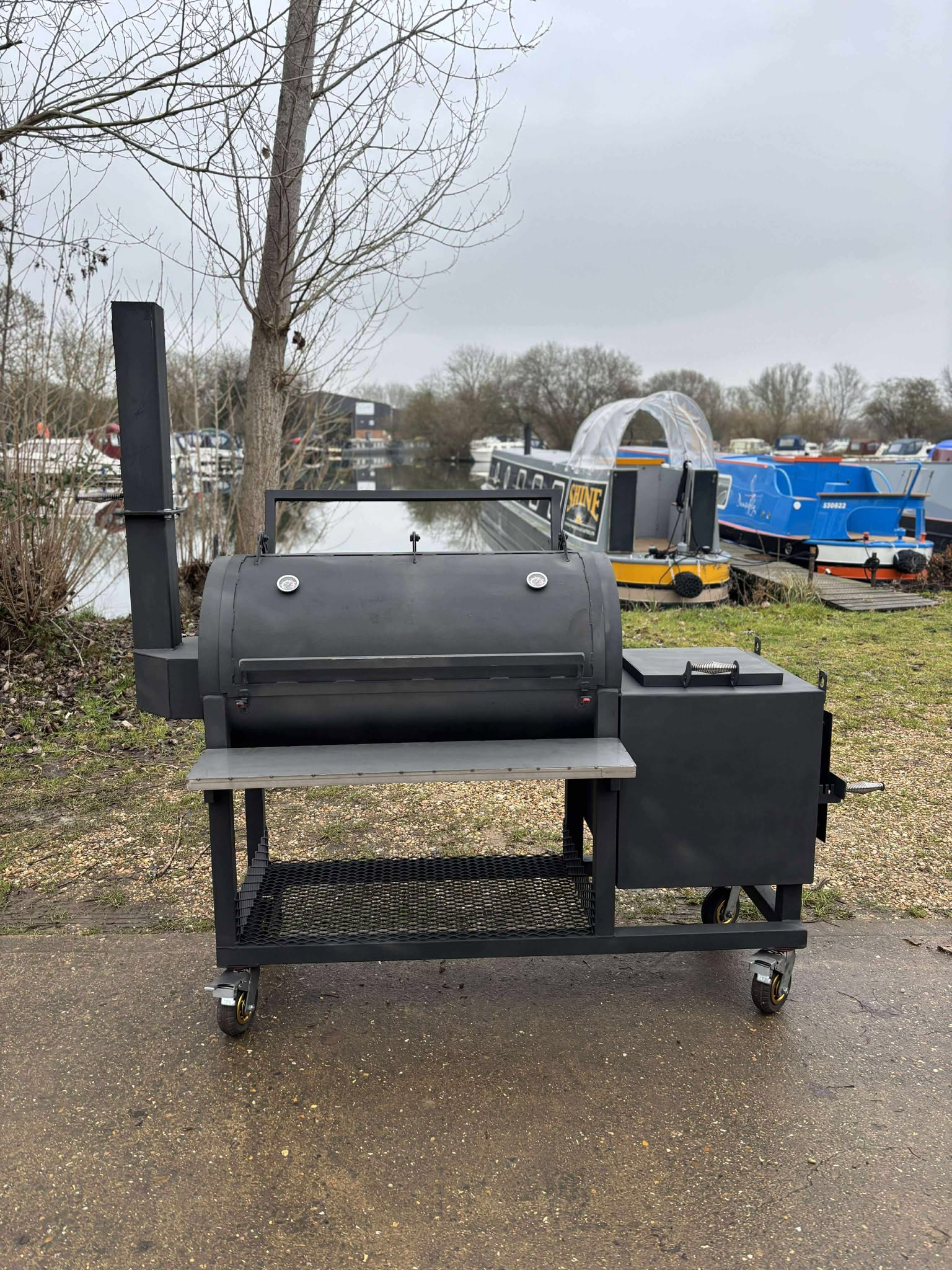Heavy Duty Offset BBQ Smoker Charcoal Grill Pit | Custom Built Handmade Steel Meat Smoker for Competition, Catering, Patio Cooking