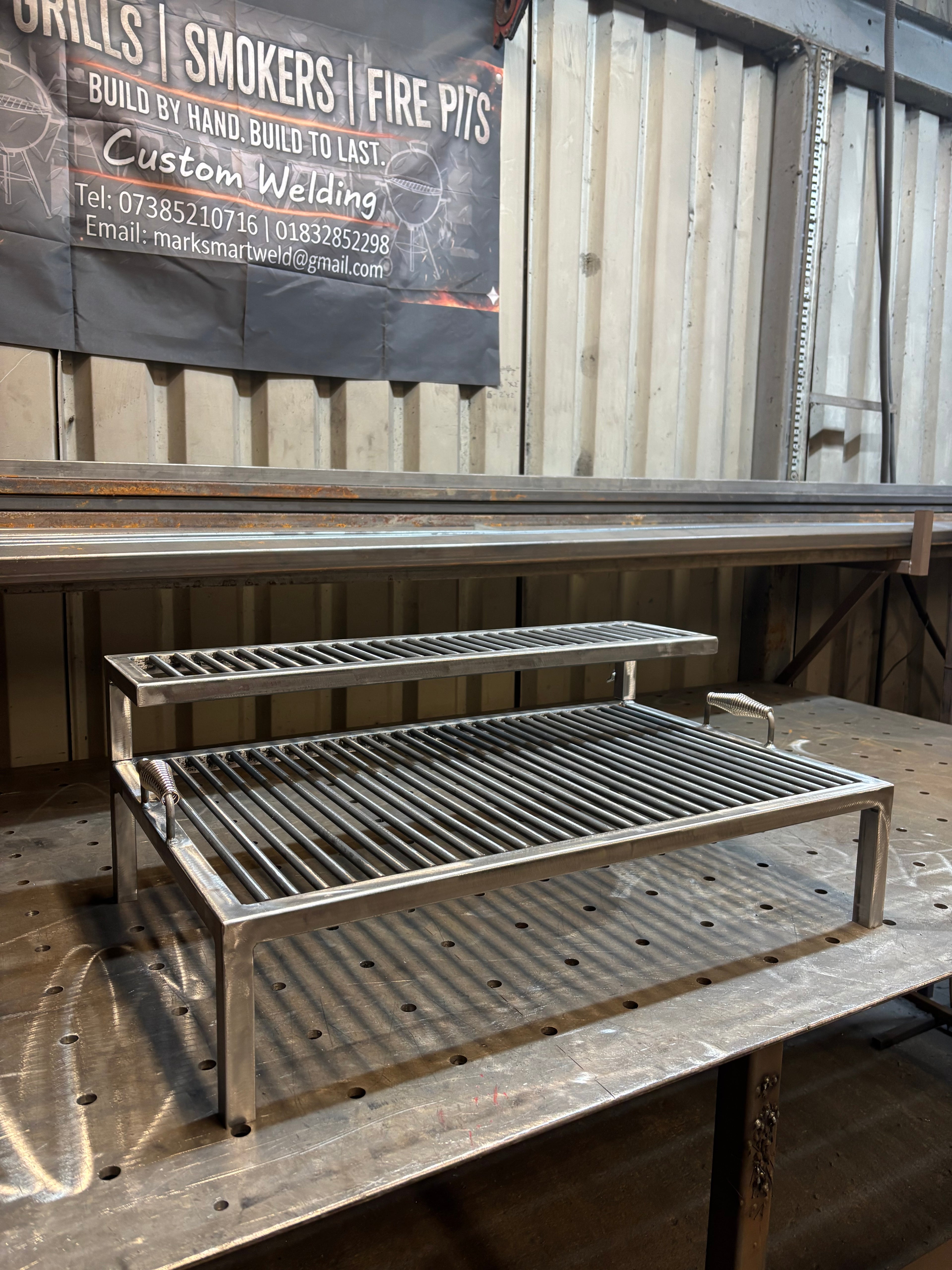 Handmade Argentinian Style Grill - Custom Sizes Available - Heavy Duty Steel BBQ Rack & Cooking Tray