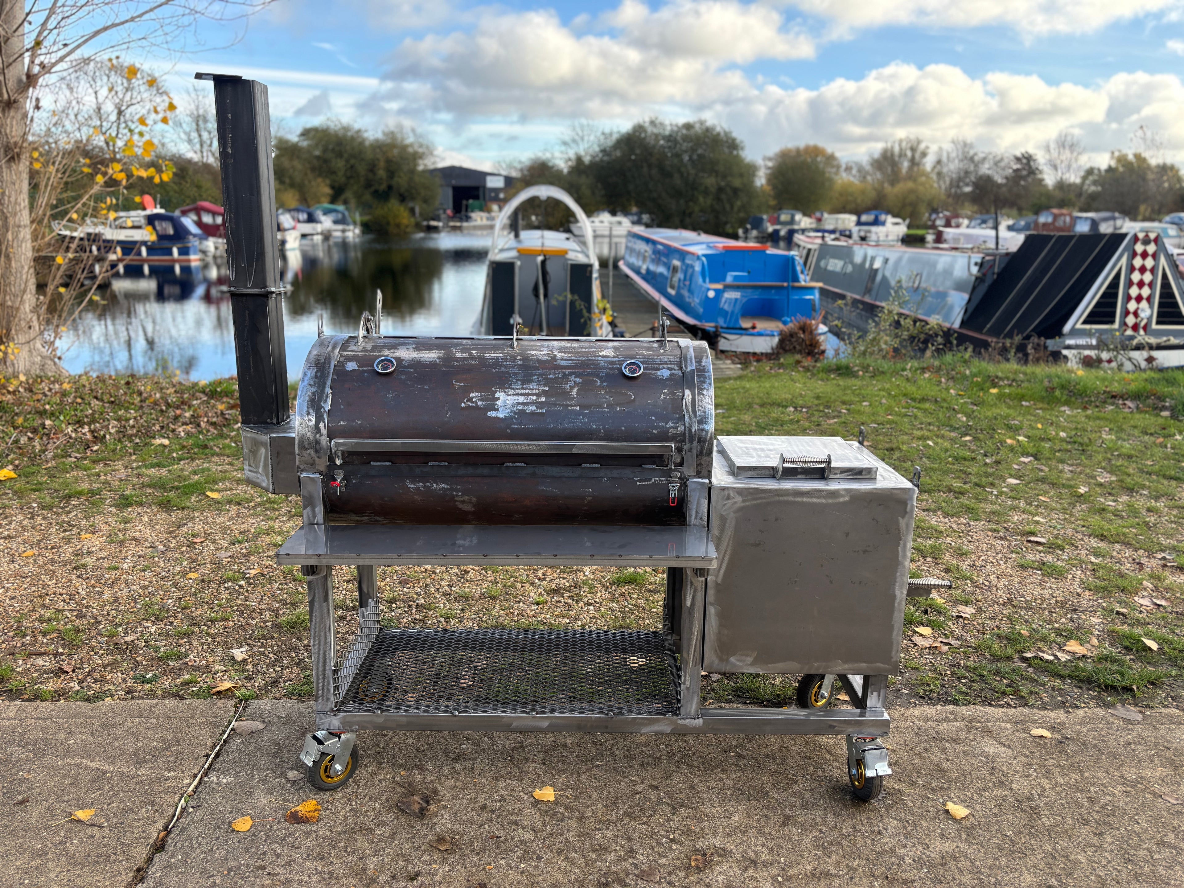 Heavy Duty Offset BBQ Smoker Charcoal Grill Pit | Custom Built Handmade Steel Meat Smoker for Competition, Catering, Patio Cooking