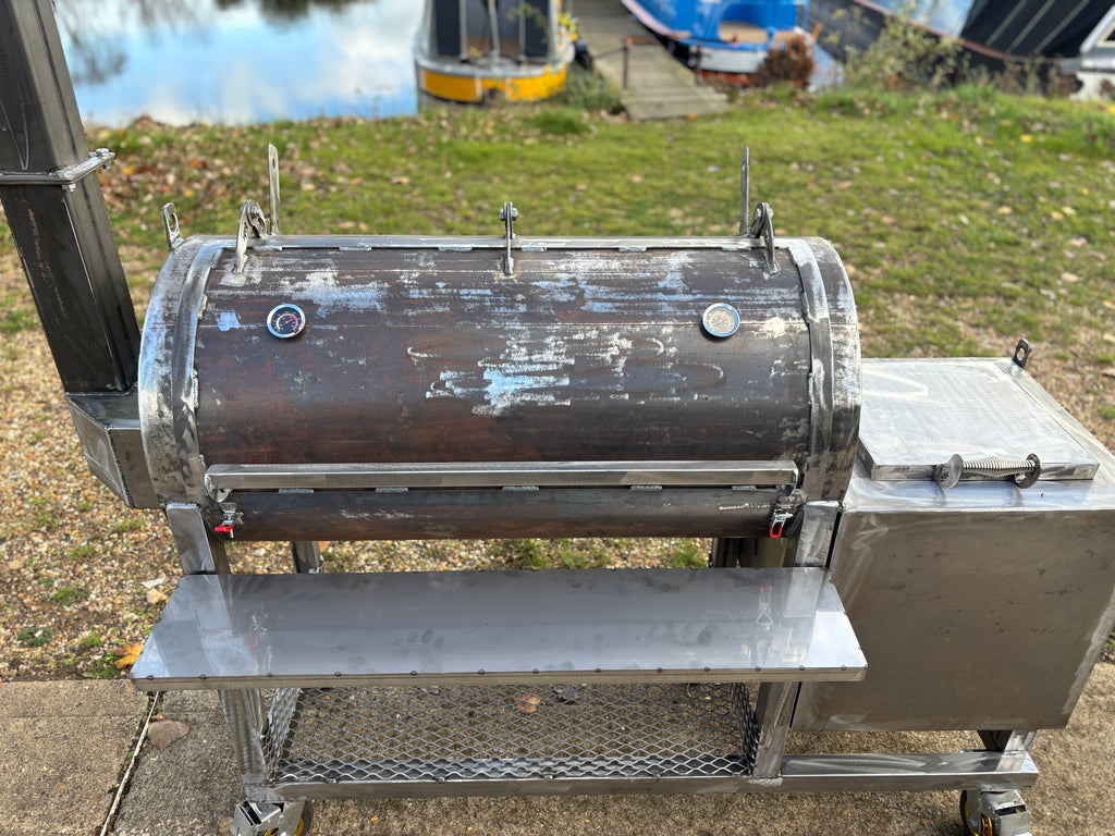Heavy Duty Offset BBQ Smoker Charcoal Grill Pit | Custom Built Handmade Steel Meat Smoker for Competition, Catering, Patio Cooking