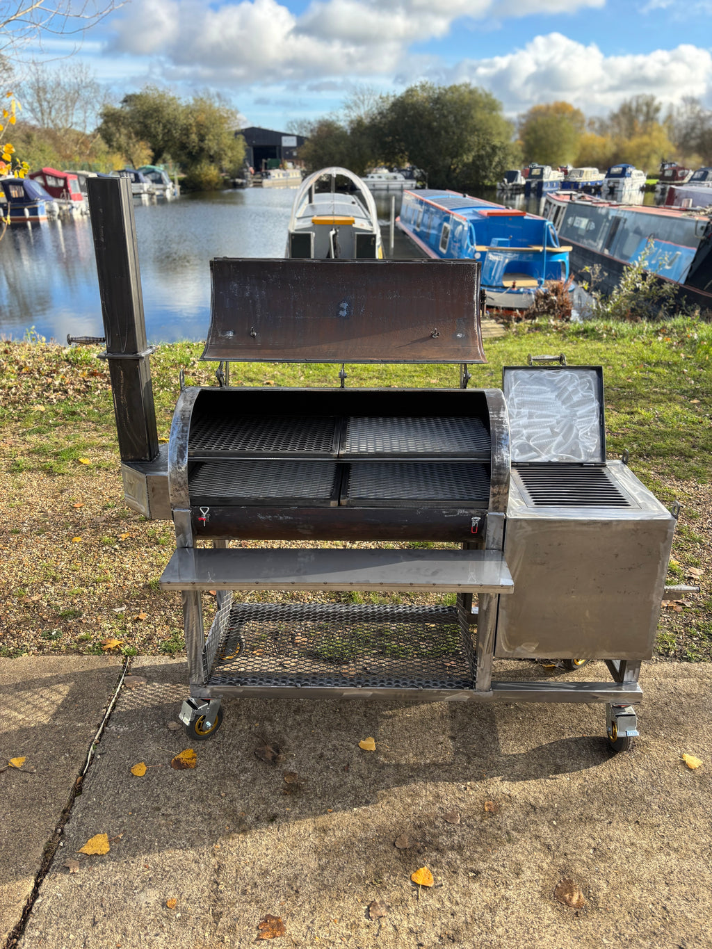 Heavy Duty Offset BBQ Smoker Charcoal Grill Pit | Custom Built Handmade Steel Meat Smoker for Competition, Catering, Patio Cooking