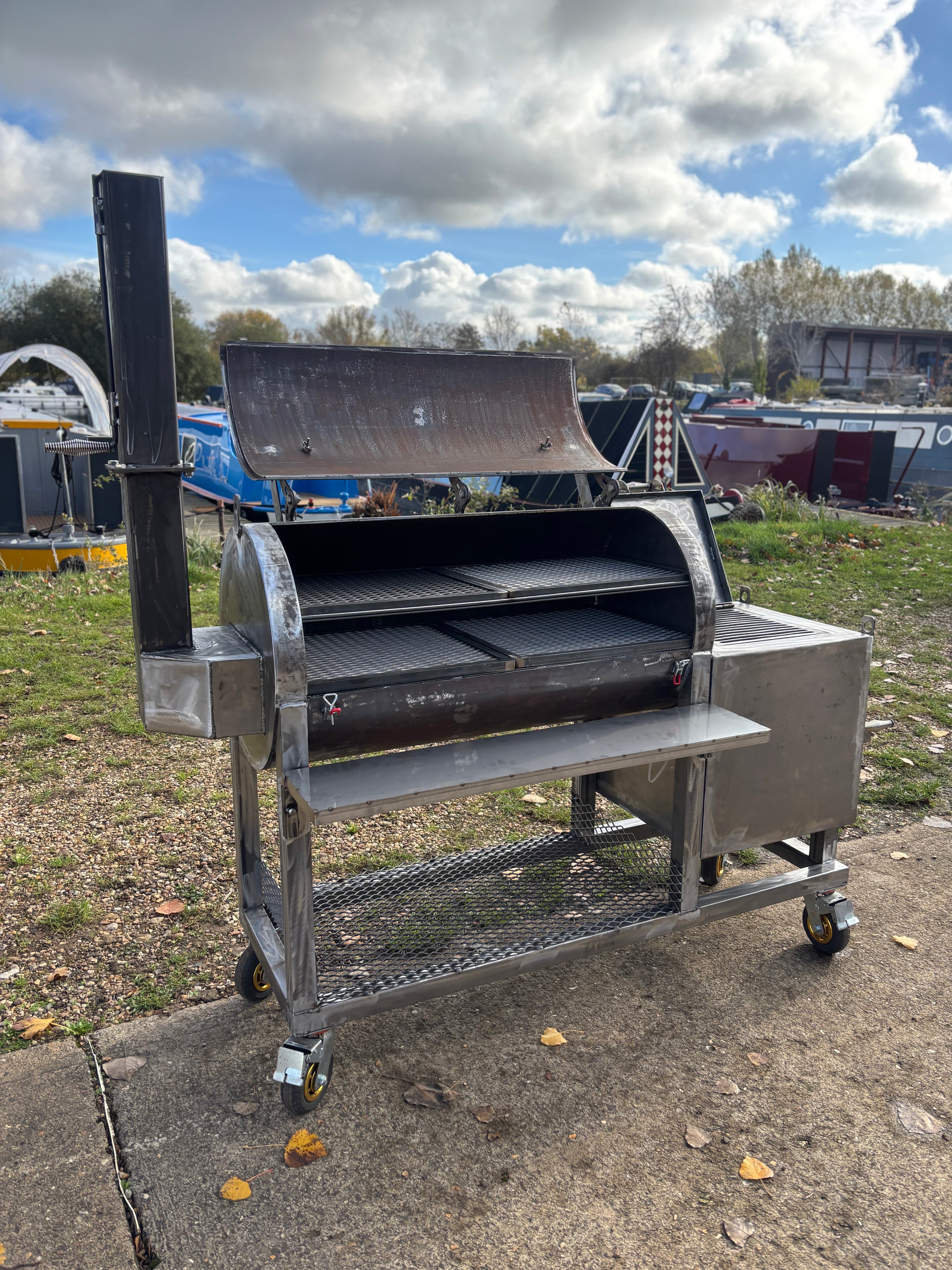 Heavy Duty Offset BBQ Smoker Charcoal Grill Pit | Custom Built Handmade Steel Meat Smoker for Competition, Catering, Patio Cooking