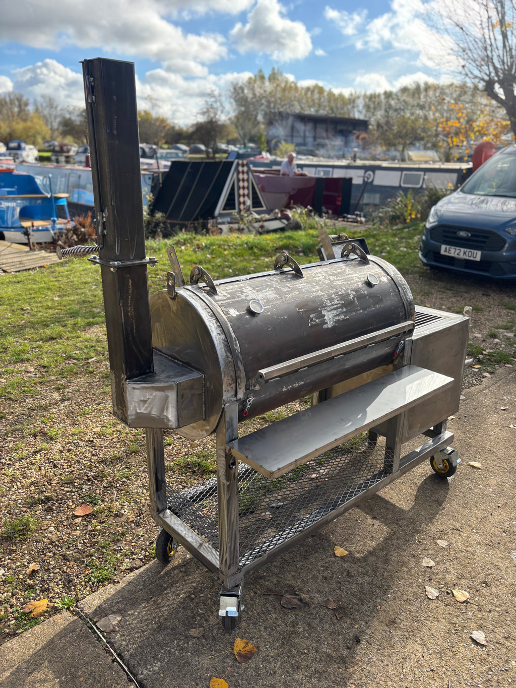 Heavy Duty Offset BBQ Smoker Charcoal Grill Pit | Custom Built Handmade Steel Meat Smoker for Competition, Catering, Patio Cooking