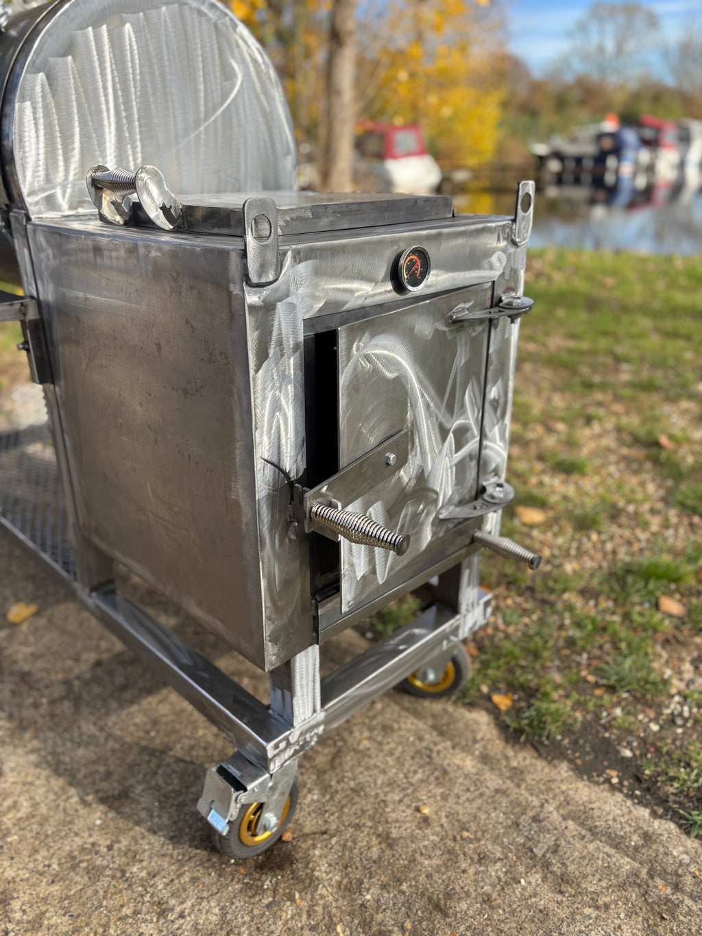 Heavy Duty Offset BBQ Smoker Charcoal Grill Pit | Custom Built Handmade Steel Meat Smoker for Competition, Catering, Patio Cooking