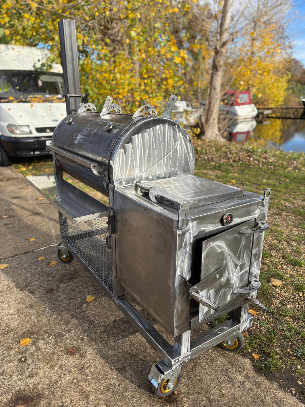 Heavy Duty Offset BBQ Smoker Charcoal Grill Pit | Custom Built Handmade Steel Meat Smoker for Competition, Catering, Patio Cooking