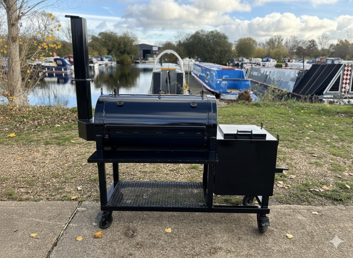 Heavy Duty Offset BBQ Smoker Charcoal Grill Pit | Custom Built Handmade Steel Meat Smoker for Competition, Catering, Patio Cooking
