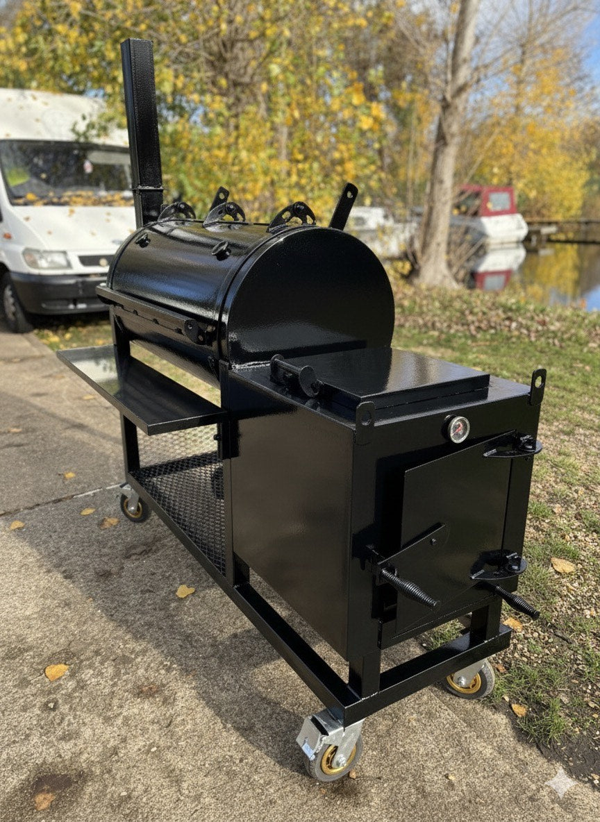 Heavy Duty Offset BBQ Smoker Charcoal Grill Pit | Custom Built Handmade Steel Meat Smoker for Competition, Catering, Patio Cooking