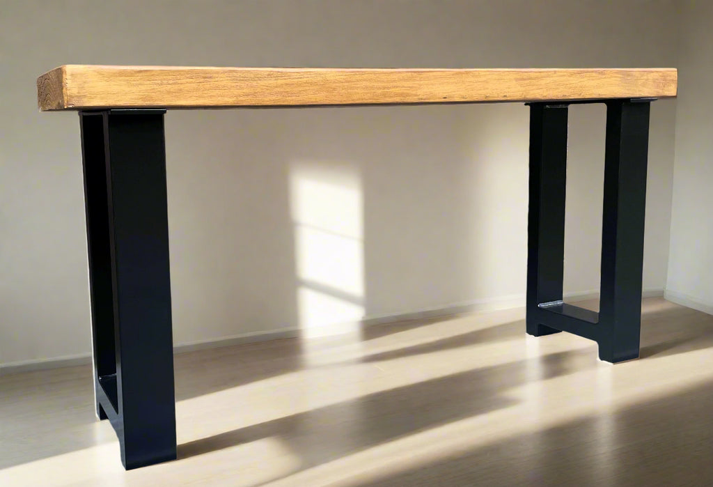 Solid Wood Handcrafted Bench Rustic Kitchen Seat Dining Bench Metal Bench