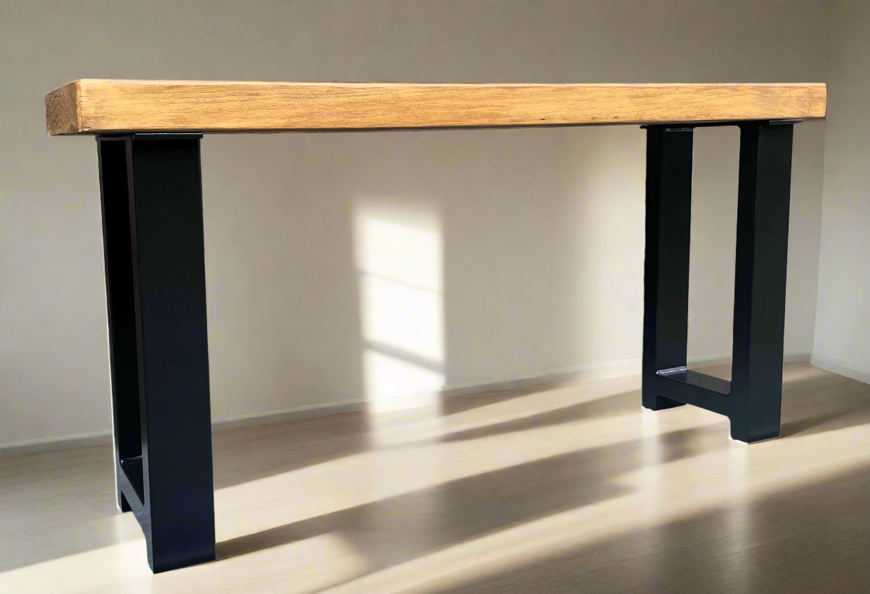 Solid Wood Handcrafted Bench Rustic Kitchen Seat Dining Bench Metal Bench