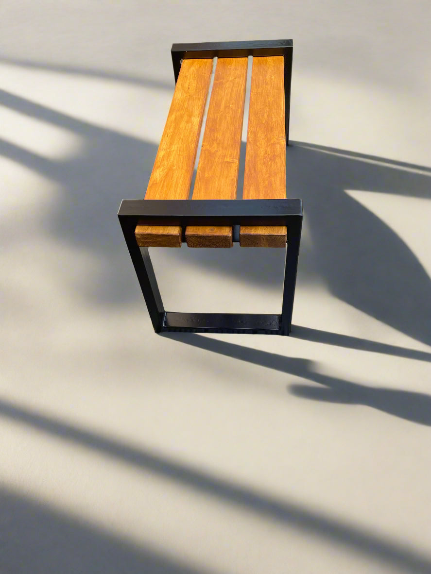 bench solid wood metal hand made handcrafted reclaimed wood metal legs