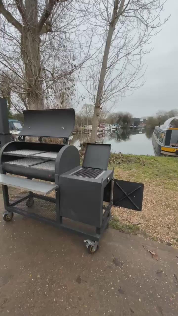Heavy Duty Offset BBQ Smoker Charcoal Grill Pit | Custom Built Handmade Steel Meat Smoker for Competition, Catering, Patio Cooking